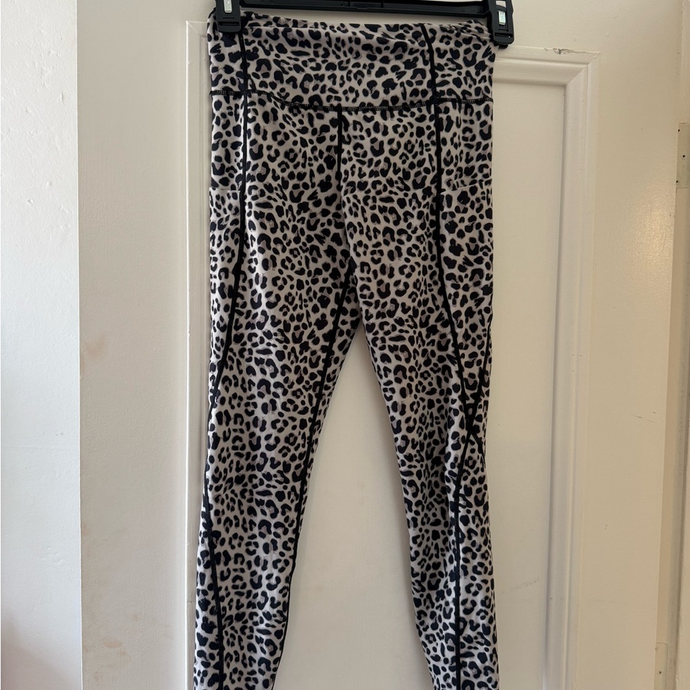 Leopard Print High-Waist Leggings - Gray/Black